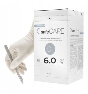RĘKAWICE LATEXOWE STER.NPUDR. ROZM 6,0 SAFECARE
