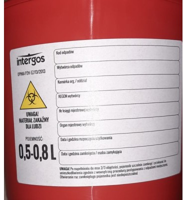POJEMNIK NA ODPADY MED.0,5L/0,8L CZERWONY
