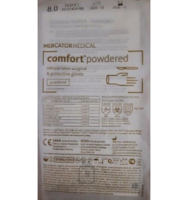 RĘKAWICE LATEXOWE STER. PUDR. ROZM. 8,0  COMFORT