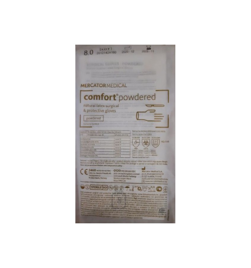 RĘKAWICE LATEXOWE STER. PUDR. ROZM. 8,0  COMFORT