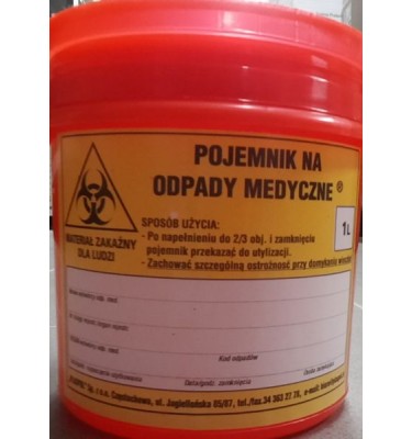 POJEMNIK NA ODPADY MED. 1L CZERWONY SZEROKI