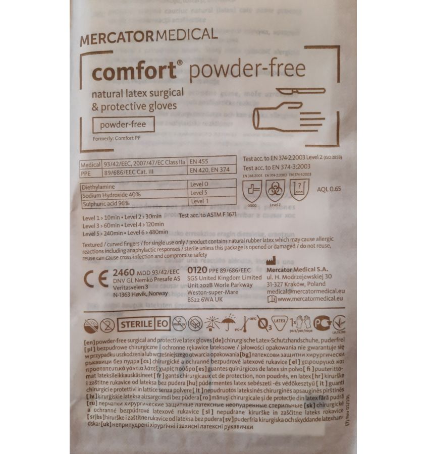 RĘKAWICE LATEXOWE STER.NPUDR.ROZM 7.0 COMFORT